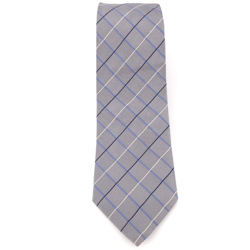Brooks Brothers Makers Mens Tie Silk Gray Blue Plaid Made in USA Classic - Picture 4 of 9